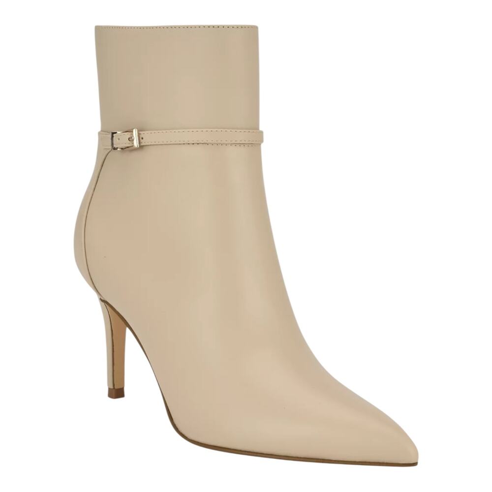 Calvin Klein Women's Vivera Buckle Strap Stiletto Heel Booties Ivory Size 7 1/2